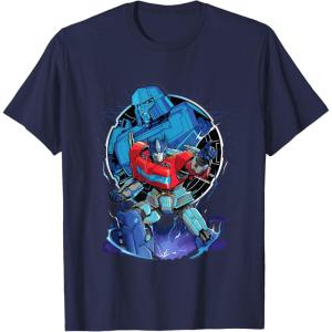 imageTransformers One Optimus Prime Megatron Lurking TShirtNavy Blue