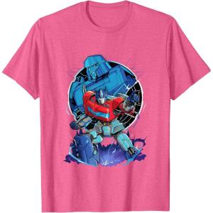 imageTransformers One Optimus Prime Megatron Lurking TShirtPink Heather
