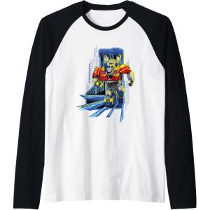 imageTransformers One Orion Pax Running Action Shot Raglan Baseball TeeBlackWhite