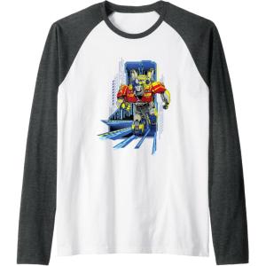 imageTransformers One Orion Pax Running Action Shot Raglan Baseball TeeDark Heather GreyWhite