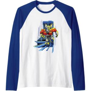 imageTransformers One Orion Pax Running Action Shot Raglan Baseball TeeRoyal BlueWhite