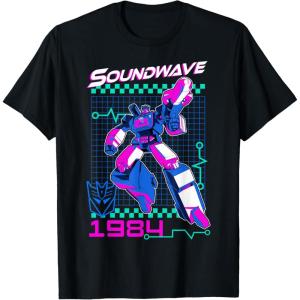 imageTransformers Soundwave 1984 Retro Grid Logo UnisexAdults TShirt  Black  SmallBlack