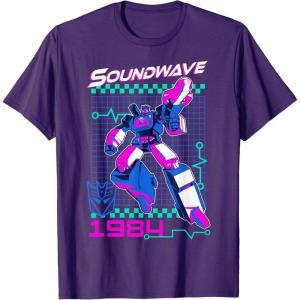 imageTransformers Soundwave 1984 Retro Grid Logo UnisexAdults TShirt  Black  SmallPurple