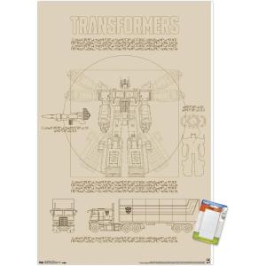 imageTrends International Hasbro Transformers  Sketch Wall Poster 22375quot x 34quot Barnwood Framed VersionPremium Poster  Mount Bundle