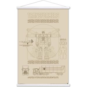 imageTrends International Hasbro Transformers  Sketch Wall Poster 22375quot x 34quot Barnwood Framed VersionPremium Print and White Hanger Bundle