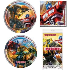 imageUnique Transformers Party Bundle 8 Dinner ampamp Dessert Plates Luncheon Napkins Table Cover Ideal for Themed Events