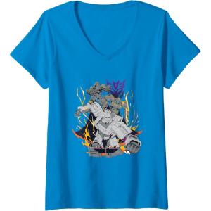 imageWomens Transformers One All Hail Megatron Epic Poster VNeck TShirtSapphire Blue
