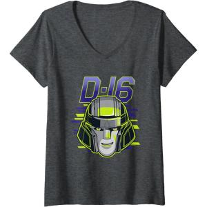 imageWomens Transformers One D16 Megatron Face Poster VNeck TShirtDark Heather Grey