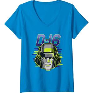 imageWomens Transformers One D16 Megatron Face Poster VNeck TShirtSapphire Blue