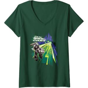 imageWomens Transformers One Its The Spark That Counts D16 Logo VNeck TShirtDark Green