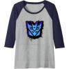 imageTransformers Decepticons Dripping Spray Paint Logo Raglan Baseball TeeNavy BlueAthletic Heather