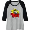 imageTransformers Dino Might Grimlock Dripping Graffiti Logo Raglan Baseball TeeBlackAthletic Heather