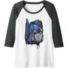 imageTransformers Rise of the Beasts Optimus Dripping Retro Shot Raglan Baseball TeeDark Heather GreyWhite