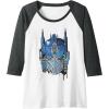 imageTransformers Rise of the Beasts Optimus Face Graffiti Shot Raglan Baseball TeeDark Heather GreyWhite