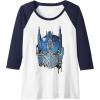 imageTransformers Rise of the Beasts Optimus Face Graffiti Shot Raglan Baseball TeeNavy BlueWhite