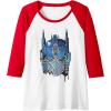 imageTransformers Rise of the Beasts Optimus Face Graffiti Shot Raglan Baseball TeeRedWhite