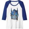 imageTransformers Rise of the Beasts Optimus Face Graffiti Shot Raglan Baseball TeeRoyal BlueWhite