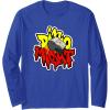 imageTransformers Dino Might Grimlock Dripping Graffiti Logo Long Sleeve TShirtRoyal Blue