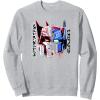imageTransformers Good Vs Evil Split Face Graffiti Retro Poster SweatshirtHeather Grey