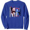 imageTransformers Good Vs Evil Split Face Graffiti Retro Poster SweatshirtRoyal Blue
