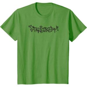 imageKids Transformers Starscream Urban Style Graffiti Text Logo TShirtGrass Green