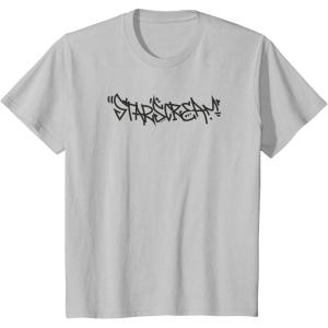 imageKids Transformers Starscream Urban Style Graffiti Text Logo TShirtSilver Grey