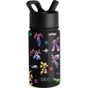 imageSimple Modern Kids Summit Water Bottle with Straw Lid  Transformers 14oz Stainless Steel Cup Insualted Tumbler for Toddlers Boys School  Transformer Bumble BeeTransformer Block Nation