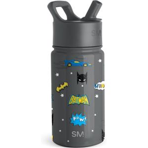 imageSimple Modern Kids Summit Water Bottle with Straw Lid  Transformers 14oz Stainless Steel Cup Insualted Tumbler for Toddlers Boys School  Transformer Bumble BeeDC Comics Batman POW