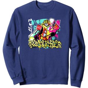 imageTransformers Bumblebee Graffiti Painted Wall Portrait SweatshirtNavy Blue