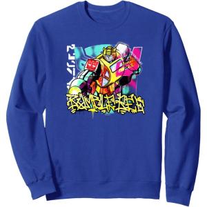 imageTransformers Bumblebee Graffiti Painted Wall Portrait SweatshirtRoyal Blue