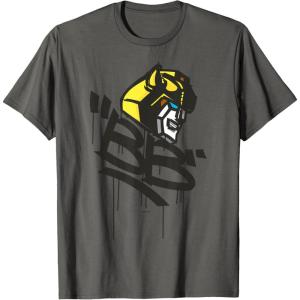 imageTransformers Classic BB Bumblebee Graffiti Face Portrait TShirtAsphalt Grey