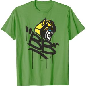 imageTransformers Classic BB Bumblebee Graffiti Face Portrait TShirtGrass Green
