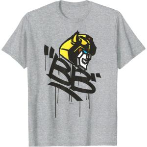 imageTransformers Classic BB Bumblebee Graffiti Face Portrait TShirtHeather Grey