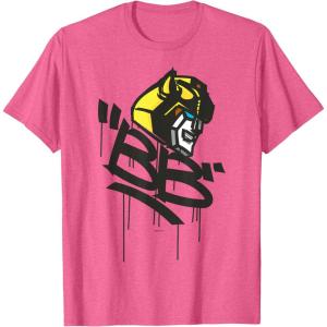 imageTransformers Classic BB Bumblebee Graffiti Face Portrait TShirtPink Heather