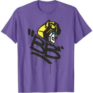 imageTransformers Classic BB Bumblebee Graffiti Face Portrait TShirtPurple Heather