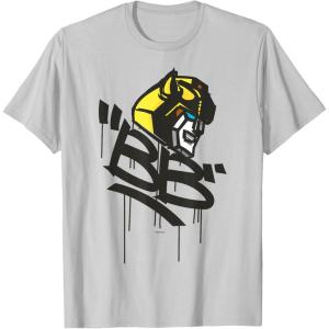 imageTransformers Classic BB Bumblebee Graffiti Face Portrait TShirtSilver Grey