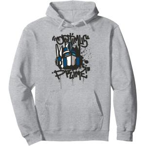 imageTransformers Classic Optimus Prime Graffiti Face Portrait Pullover HoodieHeather Grey