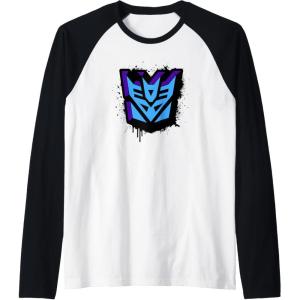imageTransformers Decepticons Dripping Spray Paint Logo Raglan Baseball TeeBlackWhite