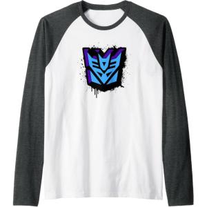 imageTransformers Decepticons Dripping Spray Paint Logo Raglan Baseball TeeDark Heather GreyWhite