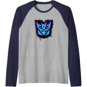 imageTransformers Decepticons Dripping Spray Paint Logo Raglan Baseball TeeNavy BlueAthletic Heather