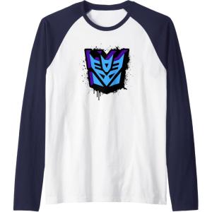 imageTransformers Decepticons Dripping Spray Paint Logo Raglan Baseball TeeNavy BlueWhite