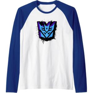 imageTransformers Decepticons Dripping Spray Paint Logo Raglan Baseball TeeRoyal BlueWhite