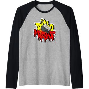 imageTransformers Dino Might Grimlock Dripping Graffiti Logo Raglan Baseball TeeBlackAthletic Heather