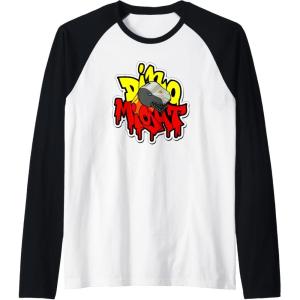imageTransformers Dino Might Grimlock Dripping Graffiti Logo Raglan Baseball TeeBlackWhite