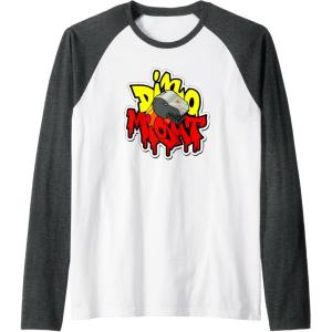 imageTransformers Dino Might Grimlock Dripping Graffiti Logo Raglan Baseball TeeDark Heather GreyWhite