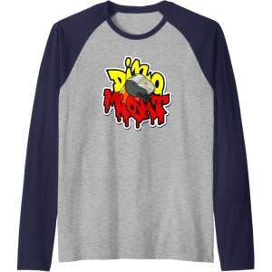 imageTransformers Dino Might Grimlock Dripping Graffiti Logo Raglan Baseball TeeNavy BlueAthletic Heather