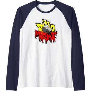 imageTransformers Dino Might Grimlock Dripping Graffiti Logo Raglan Baseball TeeNavy BlueWhite