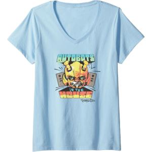 imageTransformers Rise of the Beasts Autobots In The House Retro VNeck TShirtBaby Blue