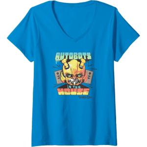 imageTransformers Rise of the Beasts Autobots In The House Retro VNeck TShirtSapphire Blue
