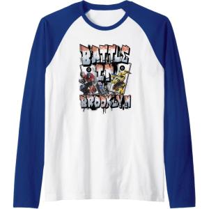 imageTransformers Rise of the Beasts Battle In Brooklyn Graffiti Raglan Baseball TeeRoyal BlueWhite